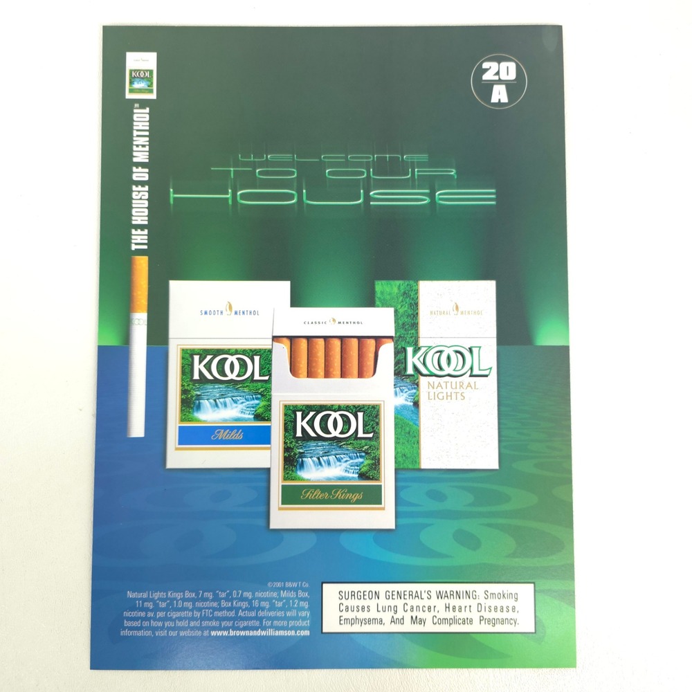 Kool Cigarettes Mids Filter King Print Ad Natural Light 2001 Vintage Advertising